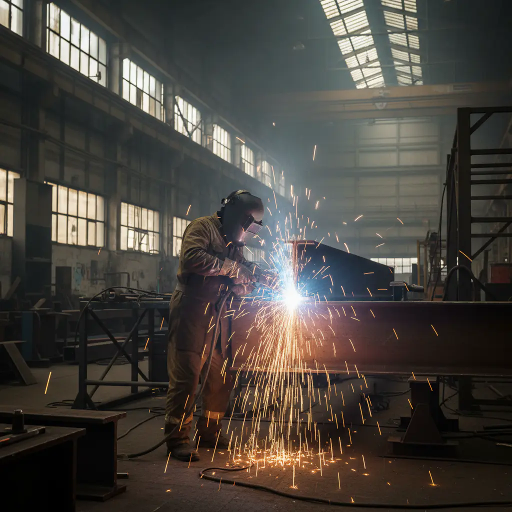 Welding steel beams