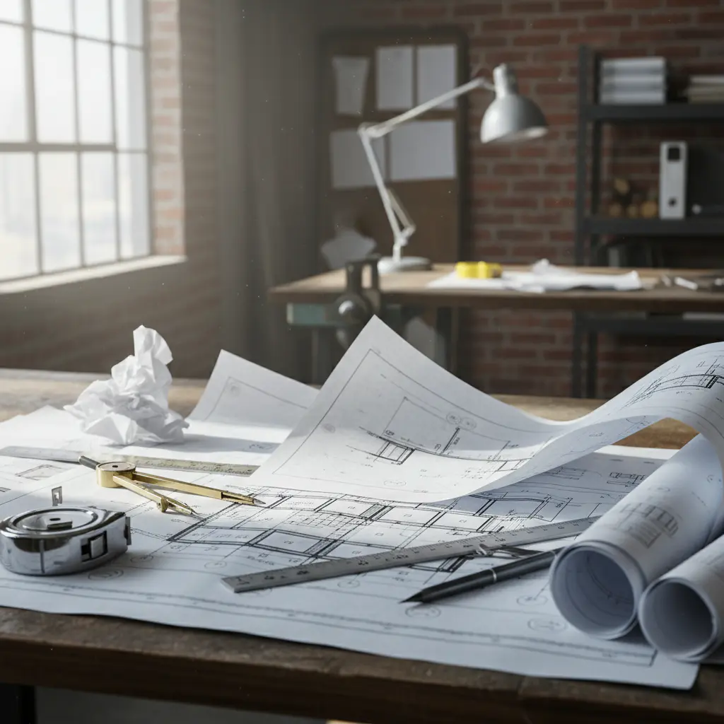 Architectural blueprints close up